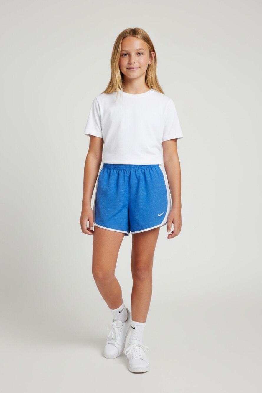 Nike Dri-FIT Girls Running Shorts Size L Blue White Athletic Track Gym Dolphin